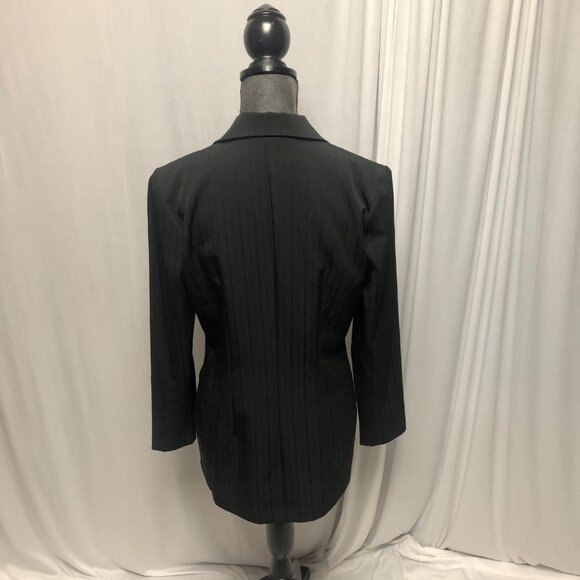Breakin Loose Blazer Womens Size 9-10 Black Buttoned Pinstripe Jacket Office - Picture 4 of 7